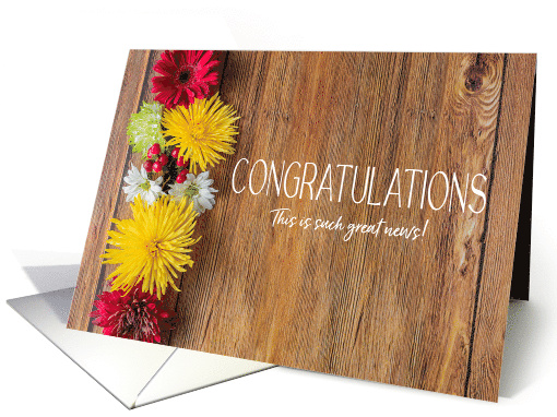 Congratulations Mums and Daisies on Rustic Wood card (1639652)