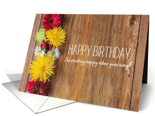 Happy Birthday Mums and Daisies on Rustic Wood card (1639696)