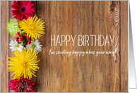 Happy Birthday Mums and Daisies on Rustic Wood card