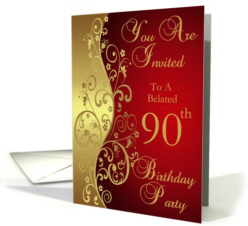 Belated 90th Birthday Party Invitation card (695433)