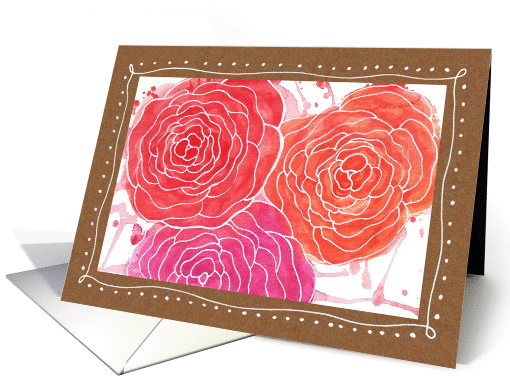 Bright Watercolor Flowers Sending Warm Wishes card (1292144)