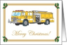 Christmas Yellow Fire Engine - Custom Card