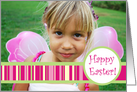 Happy Easter Pink Stripes- Photo Card