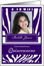 Purple Zebra Print Quinceanera - Photo Card