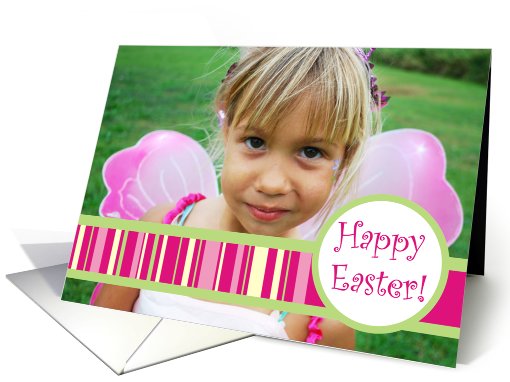 Happy Easter Pink Stripes- Photo card (895178)