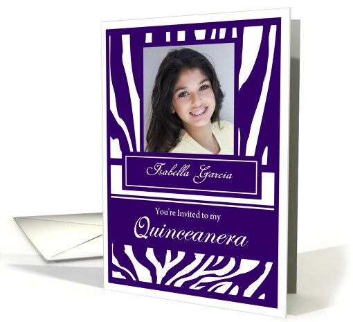 Purple Zebra Print Quinceanera - Photo card (896779)