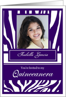 Purple Zebra Print Quinceanera - Photo Card