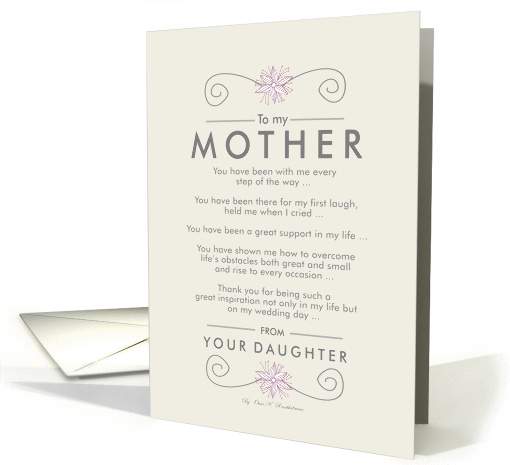 To My Mother -On my Wedding Day card (934636)