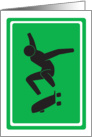Active skateboarder in the style of a road sign. card