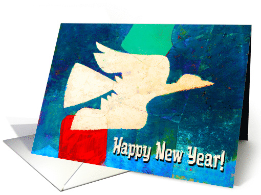 Bird flying across Blue Sky - Happy New Year card (1420842)