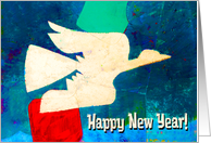 Bird flying across Blue Sky - Happy New Year card