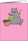 Knitting Cat Happy Birthday Humor card