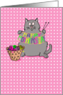 happy mother’s day - cute cat knitting - humor card