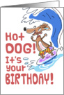 Happy Birthday - Surfing Dachshund card
