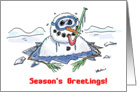 Snorkeling Snowman Season’s Greetings Humor card