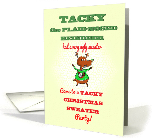 Tacky Christmas Sweater Party - Humor Reindeer card (1000635)