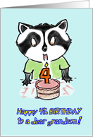 cute racoon grandson 4th birthday card