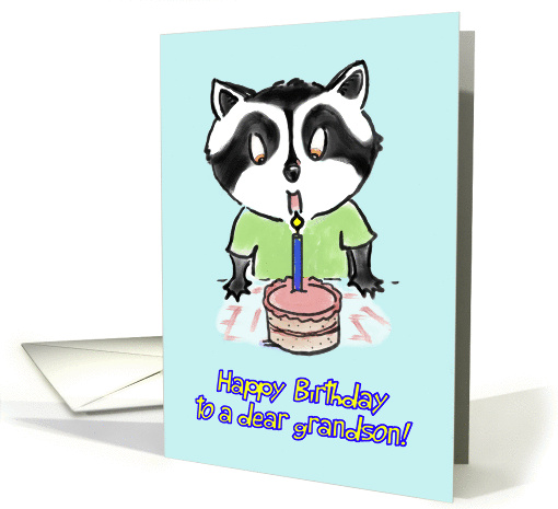 happy birthday to grandson - cute raccoon card (1045111)