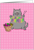 happy mother’s day - cute cat knitting - humor card