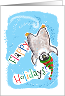 Cute Baby Penguin Humor Flappy Holidays Happy Holidays card