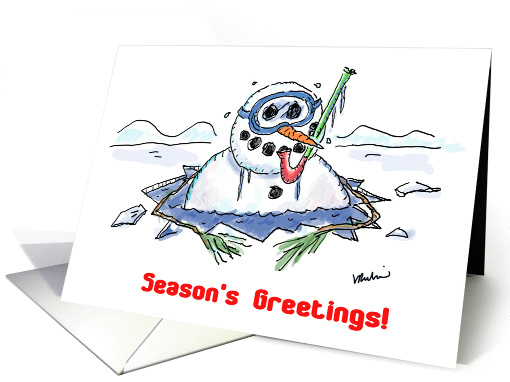 Snorkeling Snowman Season's Greetings Humor card (889022)