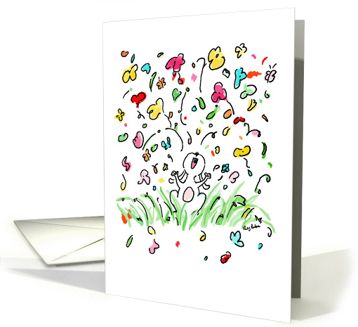 Easter Bunny bouquet confetti card (906541)