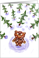 Bear’s First Snow Season’s Greetings Holidays Winter Card