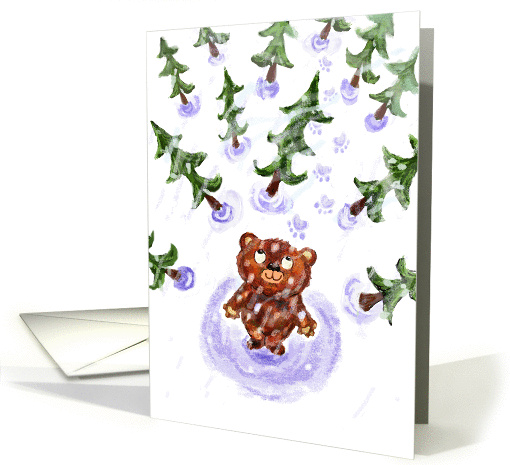 Bear's First Snow Season's Greetings Winter Holidays card (928050)