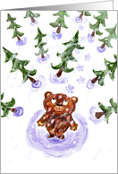 Bear’s First Snow Season’s Greetings Winter Holidays Card