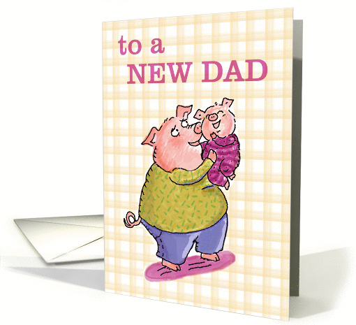 Happy First/1st Father's Day to New Dad - Cute Pigs -... (929526)