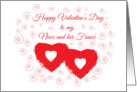 Happy Valentine’s Day Niece and Fiance Red Hearts and Swirls card