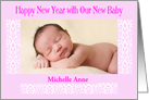 Happy New Year Baby Announcement Pink card