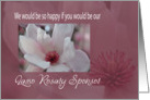 Lasso Rosary Sponsor/ Pink Tulip tree Flower/Catholic Wedding card