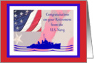 Congratulations on Your Retirement U.S.Navy Red White and Blue Flag card