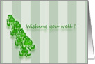 Wishing you Well! Poison Ivy Green and Blue Gray Stripes card