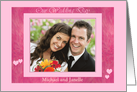 Our Wedding Day Pink Brushed Frame Photo Card