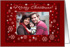 Merry Christmas Photo Card/ Custopm Card/Snowflakes/Burgundy/Red card