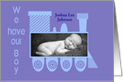 We Have our Boy Train Birth Announcement card