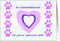 In remembrance of pet on Anniversary card