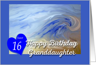Happy Birthday Sweet 16 granddaughter Beach Wave card