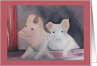 Friendship/Barnyard Friends /National Pig Day/ Pigs in a Barn card