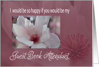 Be my Guest Book Attendant?/ Bridal Party/Wedding Party/ Pink/ Floral card