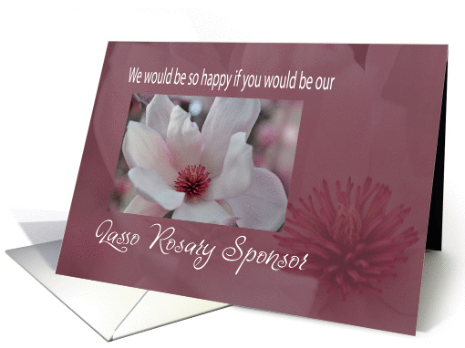 Lasso Rosary Sponsor/ Pink Tulip tree Flower/Catholic Wedding card