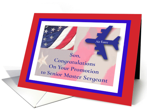 Congratulations Son Promotion in Air Force Master Sergeant Flag card
