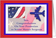 Congratulations Son Promotion in Air Force Master Sergeant Flag card