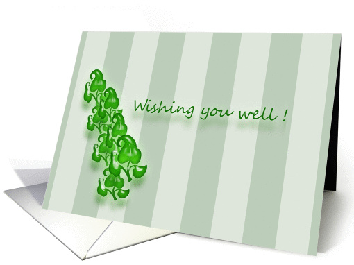 Wishing you Well! Poison Ivy Green and Blue Gray Stripes card (563188)