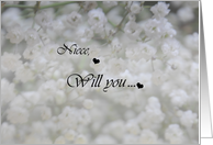 Niece ,Will you baby’s breath Flower girl card