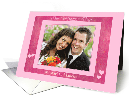 Our Wedding Day Pink Brushed Frame Photo card (854203)