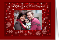 Merry Christmas Photo Card/ Custopm Card/Snowflakes/Burgundy/Red card