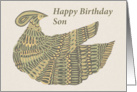 Happy Birthday Son - Art Nouveau Dinesh Bird card